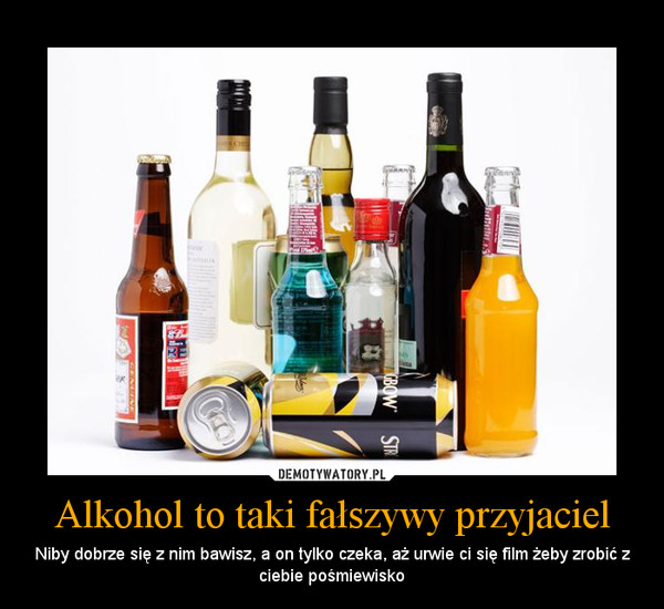 Alkohol to taki fałszywy przyjaciel – Niby dobrze się z nim bawisz, a on tylko czeka, aż urwie ci się film żeby zrobić z ciebie pośmiewisko 
