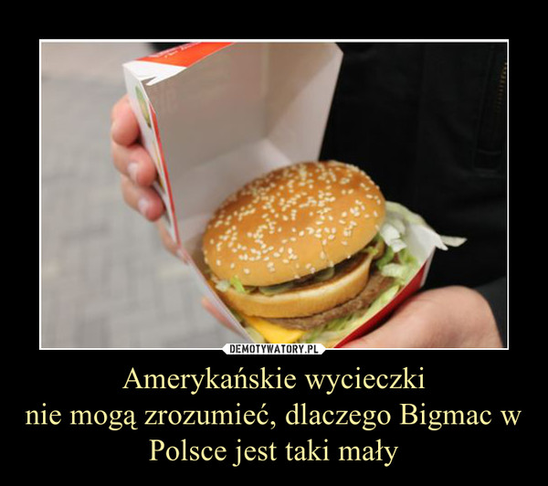 Amerykańskie wycieczki
nie mogą zrozumieć, dlaczego Bigmac w Polsce jest taki mały