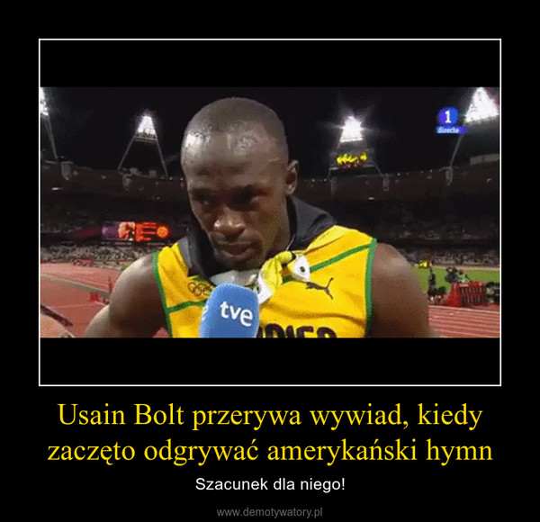 Usain Bolt przerywa wywiad, kiedy zaczęto odgrywać amerykański hymn – Szacunek dla niego! 