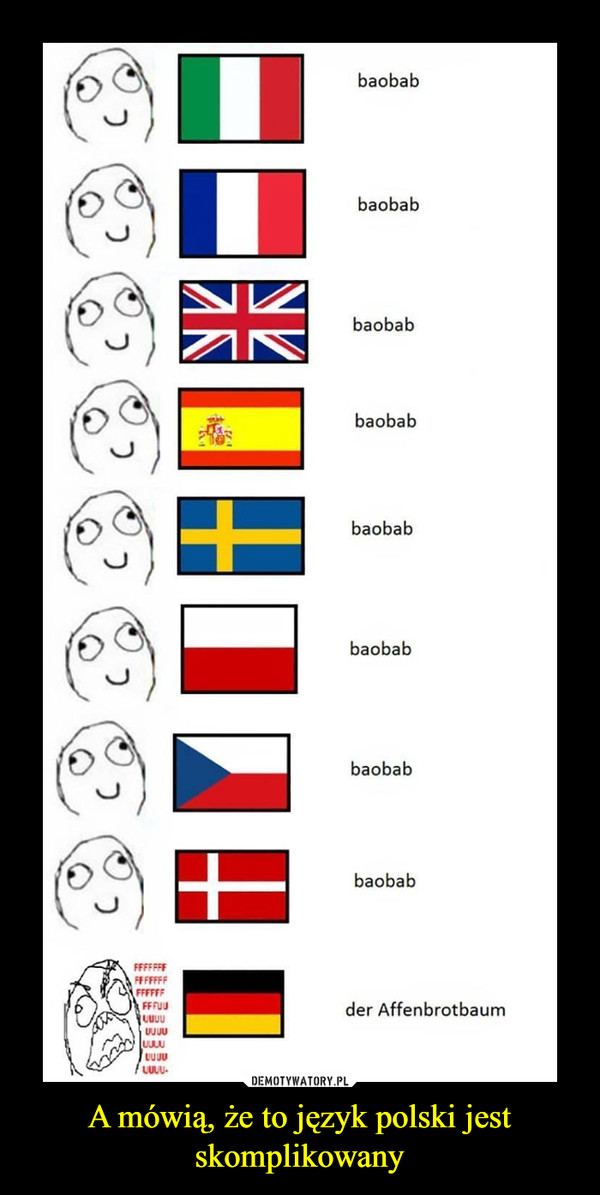 A mówią, że to język polski jest skomplikowany –  baobab