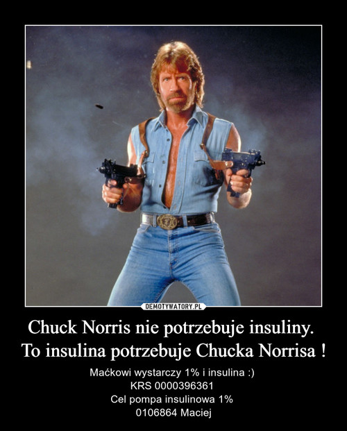 Chuck Norris nie potrzebuje insuliny. 
To insulina potrzebuje Chucka Norrisa !