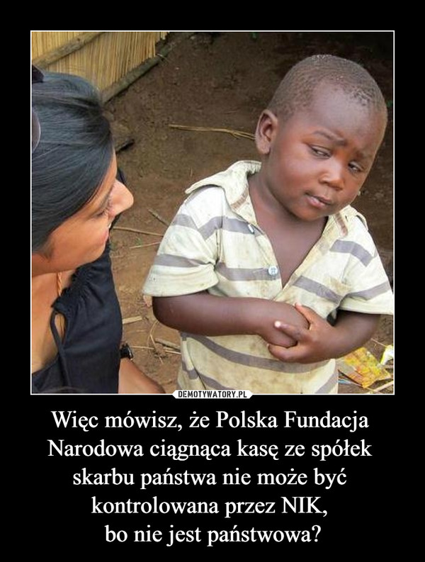Więc mówisz, że Polska Fundacja Narodowa ciągnąca kasę ze spółek skarbu państwa nie może być kontrolowana przez NIK, bo nie jest państwowa? –  