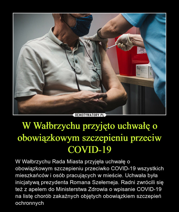 W Wałbrzychu przyjęto uchwałę o obowiązkowym szczepieniu przeciw COVID-19