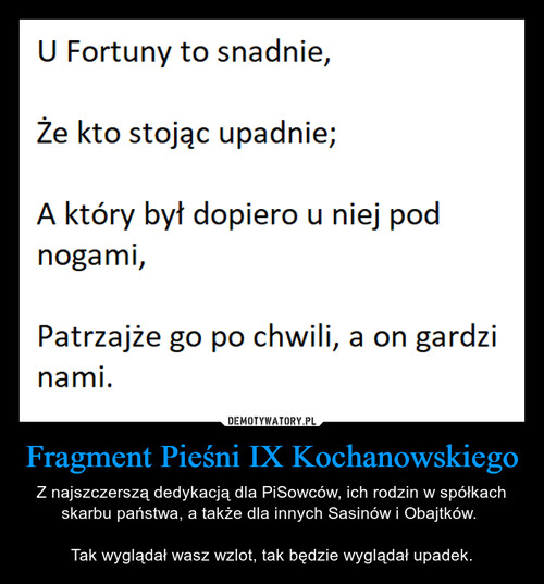 Fragment Pieśni IX Kochanowskiego