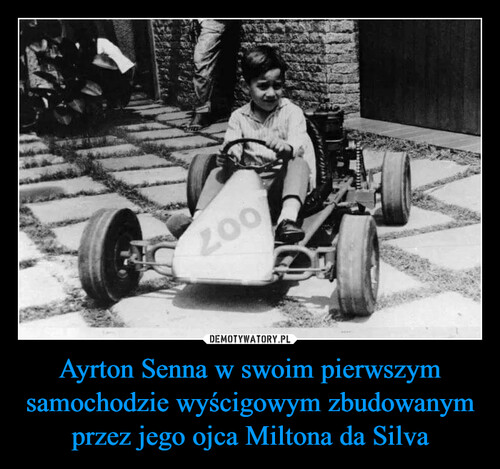 Ayrton Senna w swoim pierwszym samochodzie wyścigowym zbudowanym przez jego ojca Miltona da Silva