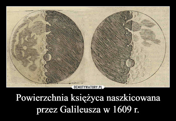 Powierzchnia księżyca naszkicowana przez Galileusza w 1609 r. –  