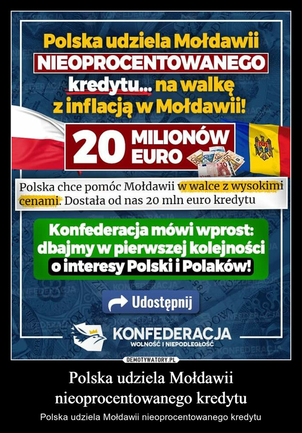 Polska udziela Mołdawii nieoprocentowanego kredytu