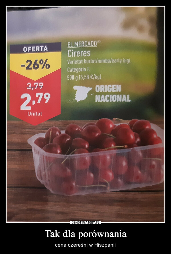 Tak dla porównania – cena czereśni w Hiszpanii 