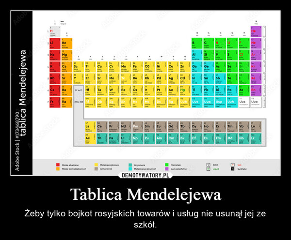 Tablica Mendelejewa – Żeby tylko bojkot rosyjskich towarów i usług nie usunął jej ze szkół. 