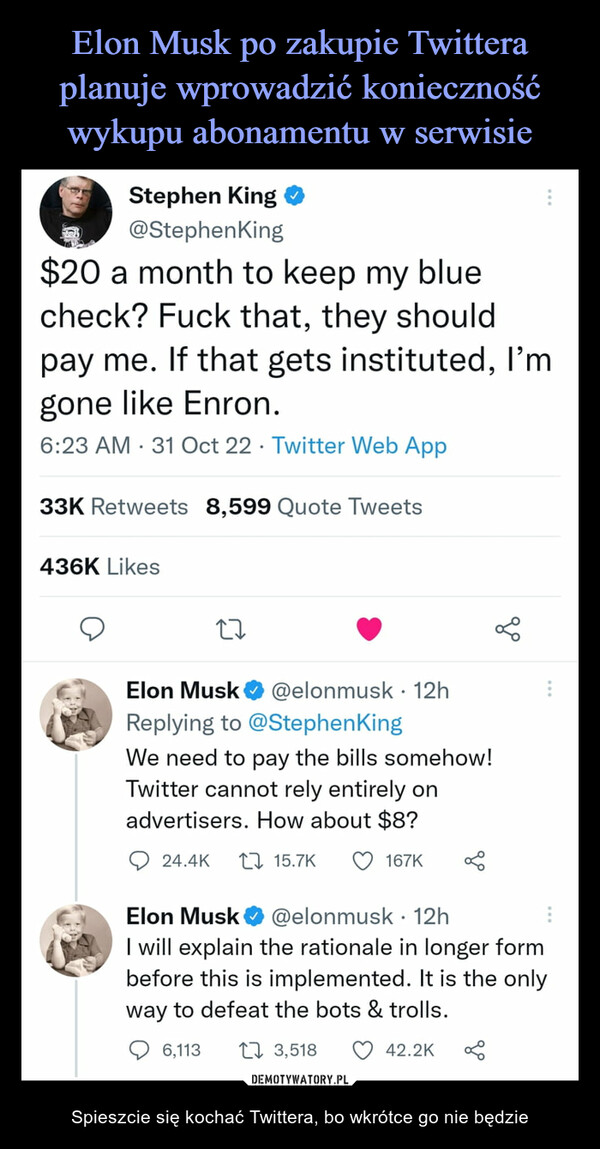 Elon Musk po zakupie Twittera planuje wprowadzić konieczność wykupu abonamentu w serwisie