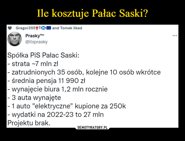Ile kosztuje Pałac Saski?