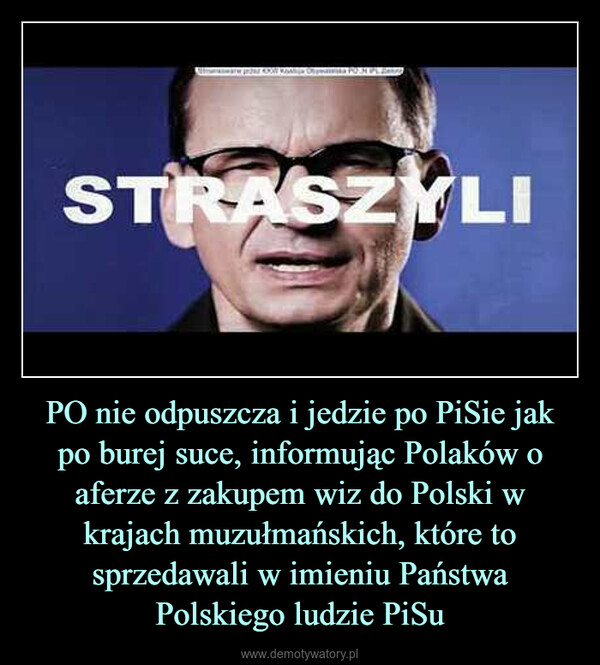 PO nie odpuszcza i jedzie po PiSie jak po burej suce, informując Polaków o aferze z zakupem wiz do Polski w krajach muzułmańskich, które to sprzedawali w imieniu Państwa Polskiego ludzie PiSu –  STRASZYLI