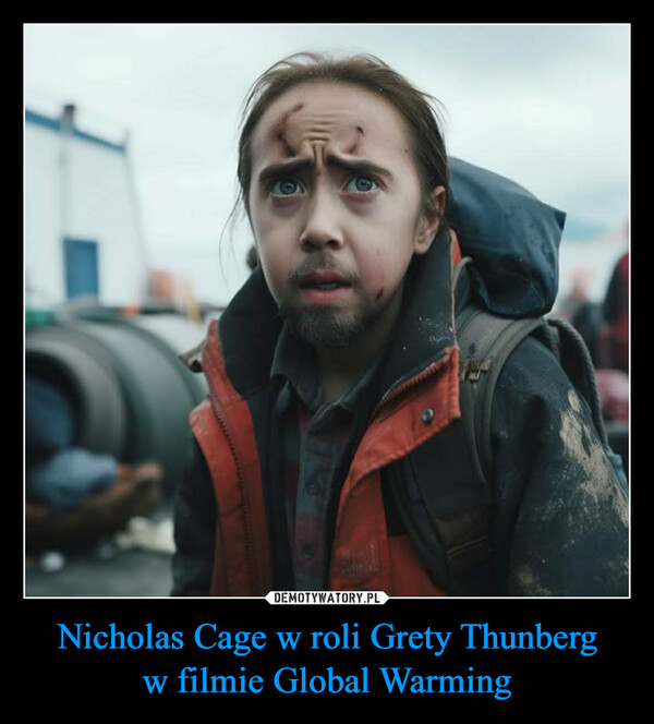 Nicholas Cage w roli Grety Thunbergw filmie Global Warming –  