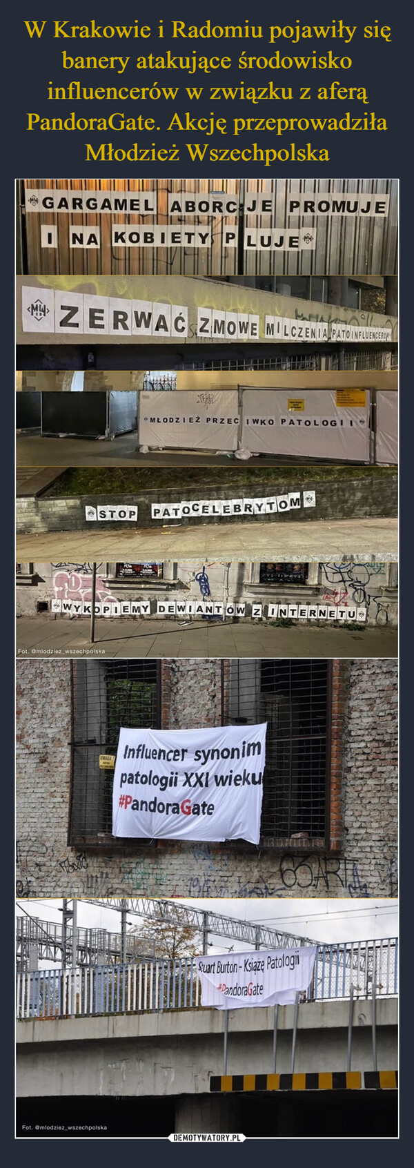 W Krakowie i Radomiu pojawiły się banery atakujące środowisko influencerów w związku z aferą PandoraGate. Akcję przeprowadziła Młodzież Wszechpolska