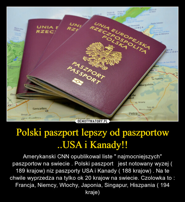 Polski paszport lepszy od paszportow ..USA i Kanady!!