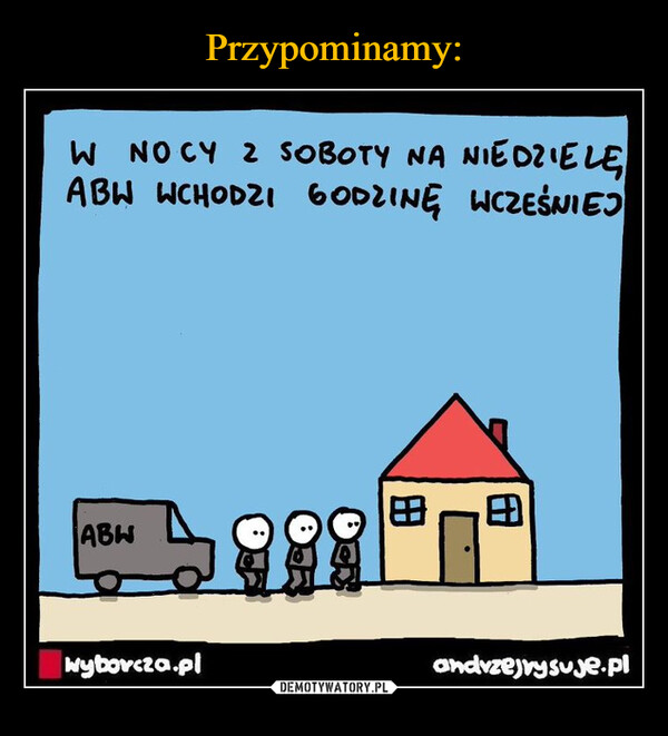  –  W NOCY 2 SOBOTY NA NIEDZIELĘABW WCHODZI GODZINĘ WCZEŚNIEJABWwyborcza.plBBEandrzejrysuje.pl